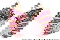 A pair of ruby and diamond earrings, of fan shape, each comprising six rows of channel-set