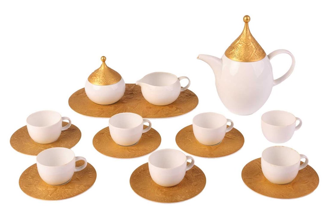 Bjorn Winblad for Rosenthal Studio-Line, a "Magic Flute Gold" porcelain coffee service, comprising (1 of 6)
