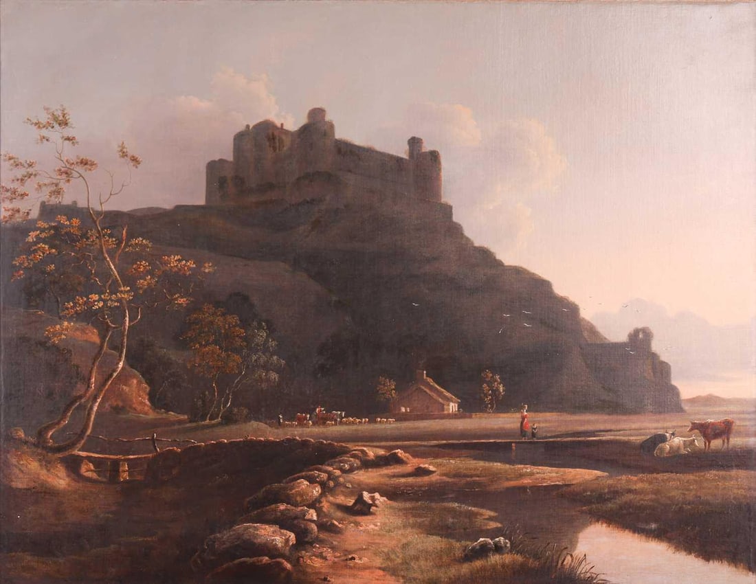 Circle of George Fennel Robson (1788 - 1833) Harlech Castle oil on canvas 71 x 91.5 cm, framed 84 x: Circle of George Fennel Robson (1788 - 1833) Harlech Castle oil on canvas 71 x 91.5 cm, framed 84 x 104 cm