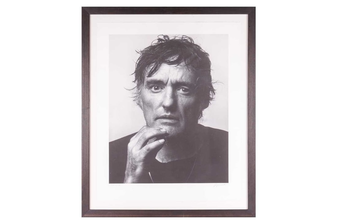 Guy Webster (American, 1939-2019), Dennis Hopper (Smoking, Beverley Hills, California) 1977 -: Guy Webster (American, 1939-2019), Dennis Hopper (Smoking, Beverley Hills, California) 1977 - Photographic studio portrait of Dennis Hopper, titled, dated, and signed by the photographer in pencil wit