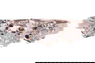 An oldcut diamond trilogy ring in 18ct white gold, with an estimated total diamond weight of 1.41ct,
