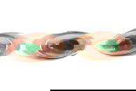 A pair of jadeiteset cufflinks, the textured concave oval panels, each centred with a pearshaped