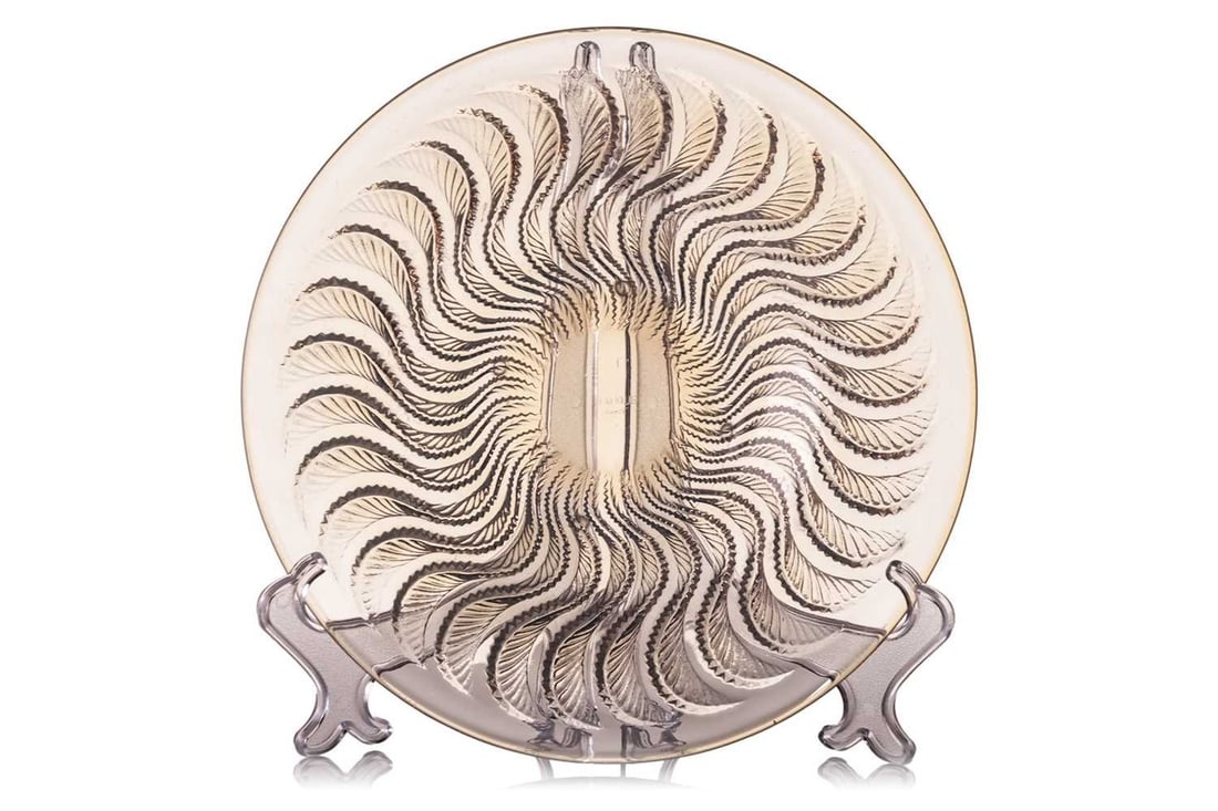 Rene Lalique (1860-1945), an opalescent glass shallow table bowl in the Actinia pattern, with: Rene Lalique (1860-1945), an opalescent glass shallow table bowl in the Actinia pattern, with moulded raised stylised wavy outer decoration to underside, Number 10-392, 1930s, acid etched mark 'R.Lali