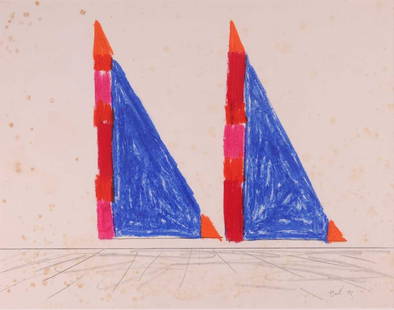 Trevor Bell (British 1930 - 2017) Untitled signed and dated Bell 75 in pencil (lower right) oil: Trevor Bell (British 1930 - 2017) Untitled signed and dated Bell 75 in pencil (lower right) oil pastel and pencil on paper 44 x 57cm, framed and glazed 58 x 71cm