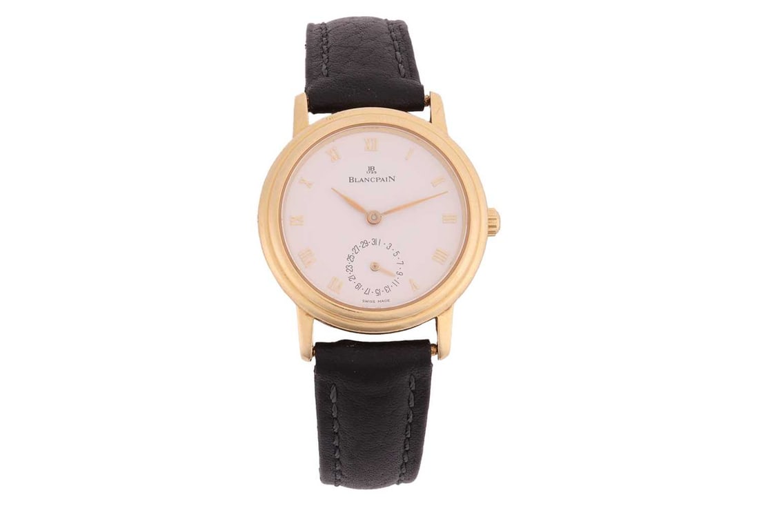 Blancpain 18ct Villeret Wrist Watch Reference: 178 Bezel: Stepped, Smooth, 18ct Gold Year: circa: Blancpain 18ct Villeret Wrist Watch Reference: 178 Bezel: Stepped, Smooth, 18ct Gold Year: circa 1980 Case Material: 18ct Gold, Swiss Helvetia Stamp, Geneva, Skeleton Back Case Diameter: Approximately