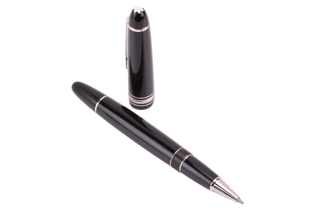 Montblanc - a Meisterstück LeGrand rollerball pen, with twist mechanism, cap and barrel in blac: Montblanc - a Meisterstück LeGrand rollerball pen, with twist mechanism, cap and barrel in black resin, silver-tone hardware, and emblem inlaid in cap top. Serial number: MBJG68967 No box no pape