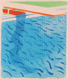 David Hockney (British b.1937) Pool made with paper and blue ink for book, from paper pools signed,