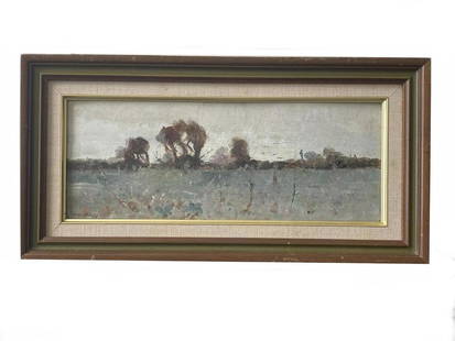 Henry Ward Ranger (1858 - 1915) Oil / Panel , Signed Lower Left,measures 9 x 5 inches: Henry Ward Ranger (1858 - 1915) Oil / Panel , Signed Lower Left,measures 9 x 5 inches , come with frame , shipping in US $149..Condition Report: - By registering to bid for this auction either in-hous