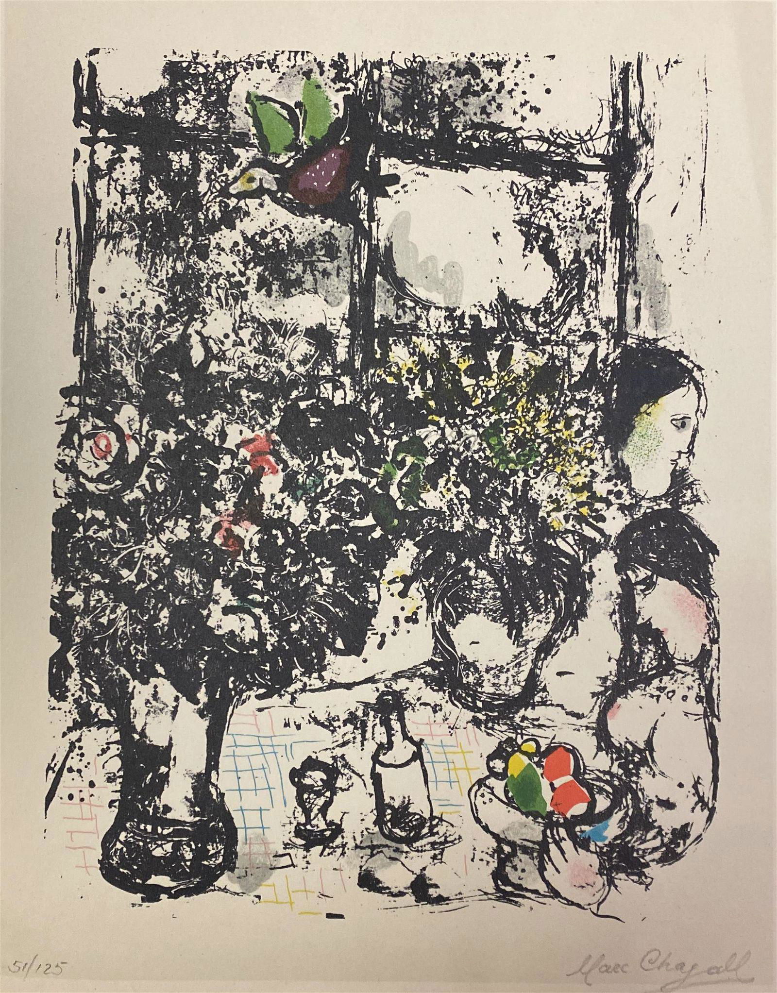 Marc Chagall (1887-1985) "Nature morte au bouquet" 1960 signed and numbered, measures,12 1/2 " x: Marc Chagall (1887-1985) "Nature morte au bouquet" 1960 signed and numbered, measures,12 1/2 " x 9.5" Marc Chagall (6 July 1887 Ã‚â€“ 28 March 1985) was a Russian-French artist of Belarusian J