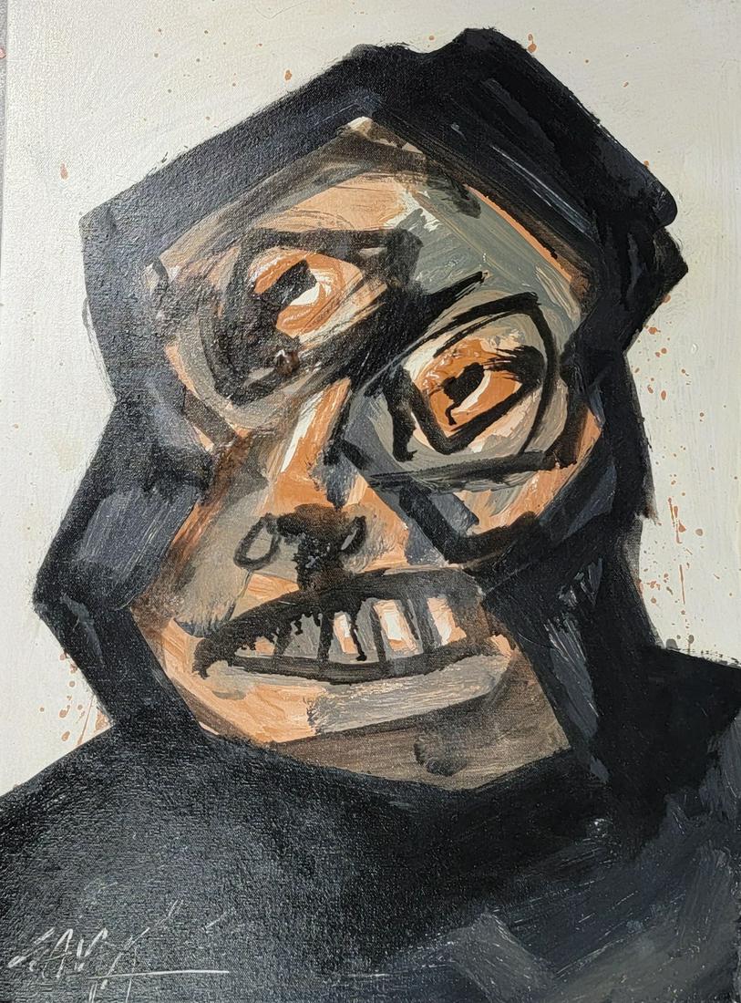 Antonio Saura AtarÃ©s,in the style of, was a Spanish artist and writer, one of the major post-war: Antonio Saura Atares,in the style of, was a Spanish artist and writer, one of the major post-war painters to emerge in Spain.private collector,oil on canvas,size:24"h x 18"w,come with frame,shipping i