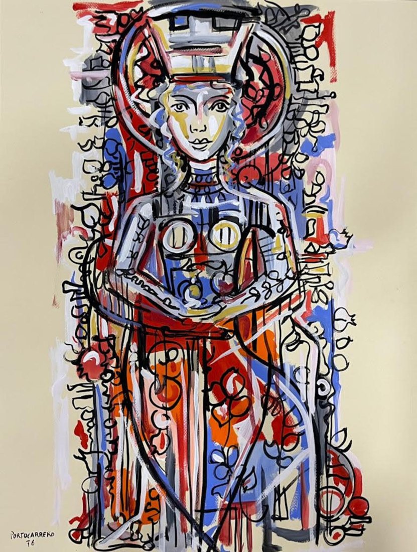 "Rene Portocarrero,water color on Hard cardboard,Certificate of Authenticity,size:30""h x22""w,Prove (1 of 2)