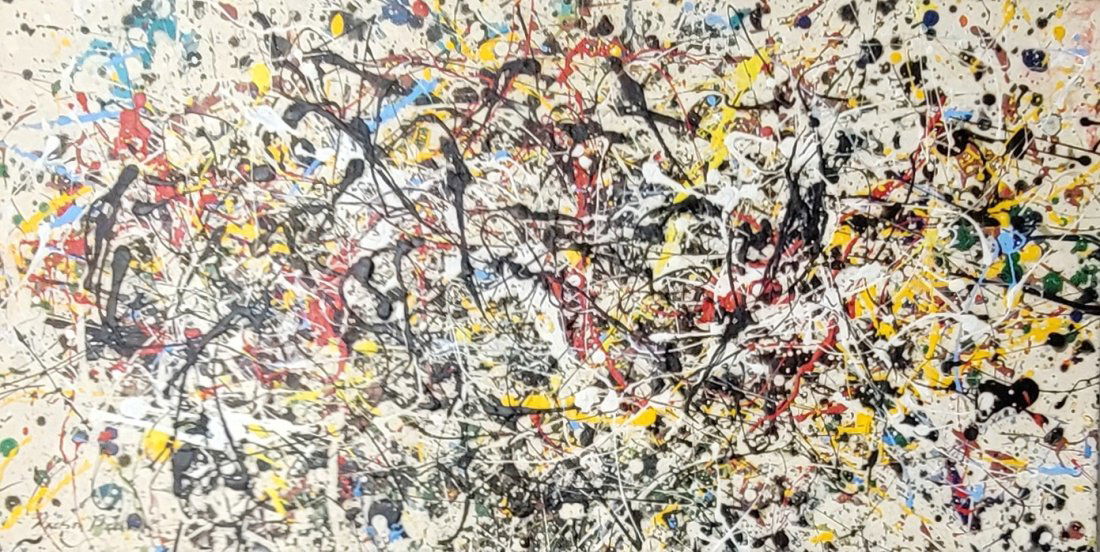"Jackson Pollock , in the style of,was an American painter and a major figure in the abstract expres (1 of 2)