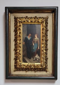 Oil on wood,signed L.Cortese,"Lovers",size:12"h x 6"w,come with frame,shipping in US $ 129