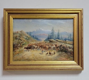 J. Vilarelli Italian Oil On wood Painting,size:6"h x 8"w,come with frame,shipping in USA $ 129.