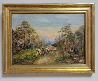 J. Vilarelli Italian Oil On wood Painting,size:6"h x 8"w,come with frame,shipping in USA $ 129.