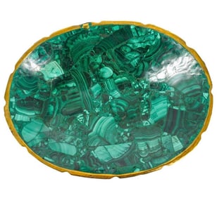 Malachite bowls,Featuring gilt rims. Circa:20th century,origin ,Continental,dimensions:H,1.5"x