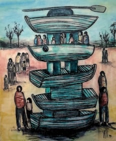 Kcho.(Alexis Leiva Machado).contemporary Artist from the Caribeam Island,COA by the Artist,Mixmedia