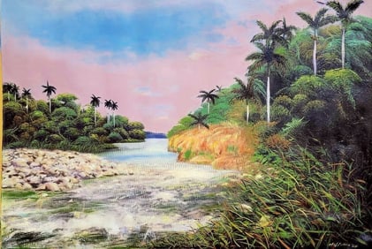 Marcos Olivera,Contemporary Cuban Painter",Landscape".Certificate of authenticity by the artist .oil