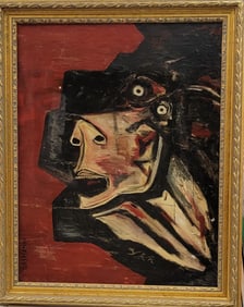 OSWALDO GUAYASAMIN.in the style of OIL ON CANVAS. was born in Quito, the capital of Ecuador, on July