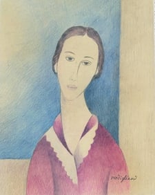 Amedeo Modigliani ,in the style ofwas an Italian painter and sculptor who worked mainly in France.