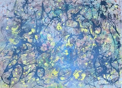 Jackson Pollock ,in the style ofwas an American painter and a major figure in the abstract