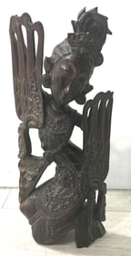 Vintage Rama & Sita Large Wood Carved Sculpture, Hindu Carving,Sculture of Sri fromBali,size:15"h ,s