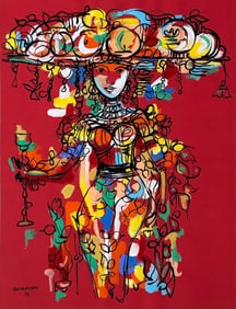 Rene Portocarrero, water color on Hard cardboard,Certificate of Authenticity, size:19.5"h x25.5"w,Pr