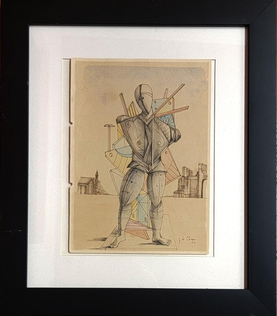 Giorgio de Chirico was an Italian artist and writer born in Greece. In the years before World War: Giorgio de Chirico was an Italian artist and writer born in Greece. In the years before World War I, he founded the scuola metafisica art movement, which profoundly influenced the surrealists.Ink wate