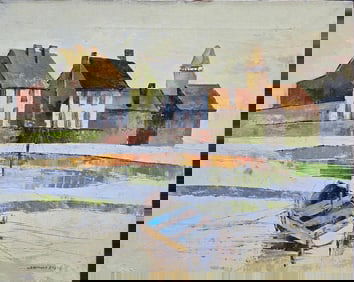 George Hammond Steel (1900 - 1960). Impressionist Harbor Scene.Private Collector,Oil on Canvas,size: