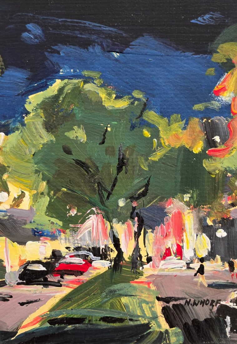 Nancy Whorf is known for her vibrant, expansive Provincetown scenes. She paints the town – the: Nancy Whorf is known for her vibrant, expansive Provincetown scenes. She paints the town – the narrow lanes, landmarks, golden sunsets, harbor and boats, snowy walks, hidden gardens, Her paintings r
