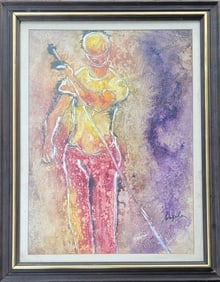 We don't know the artist, who signs her as Angela, acrylic on paper, size:22”h x 16”