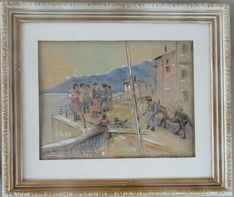 Unknown Santo Artist.Color pencil on paper,size:9”h x 11”w,come with frame,shipping in