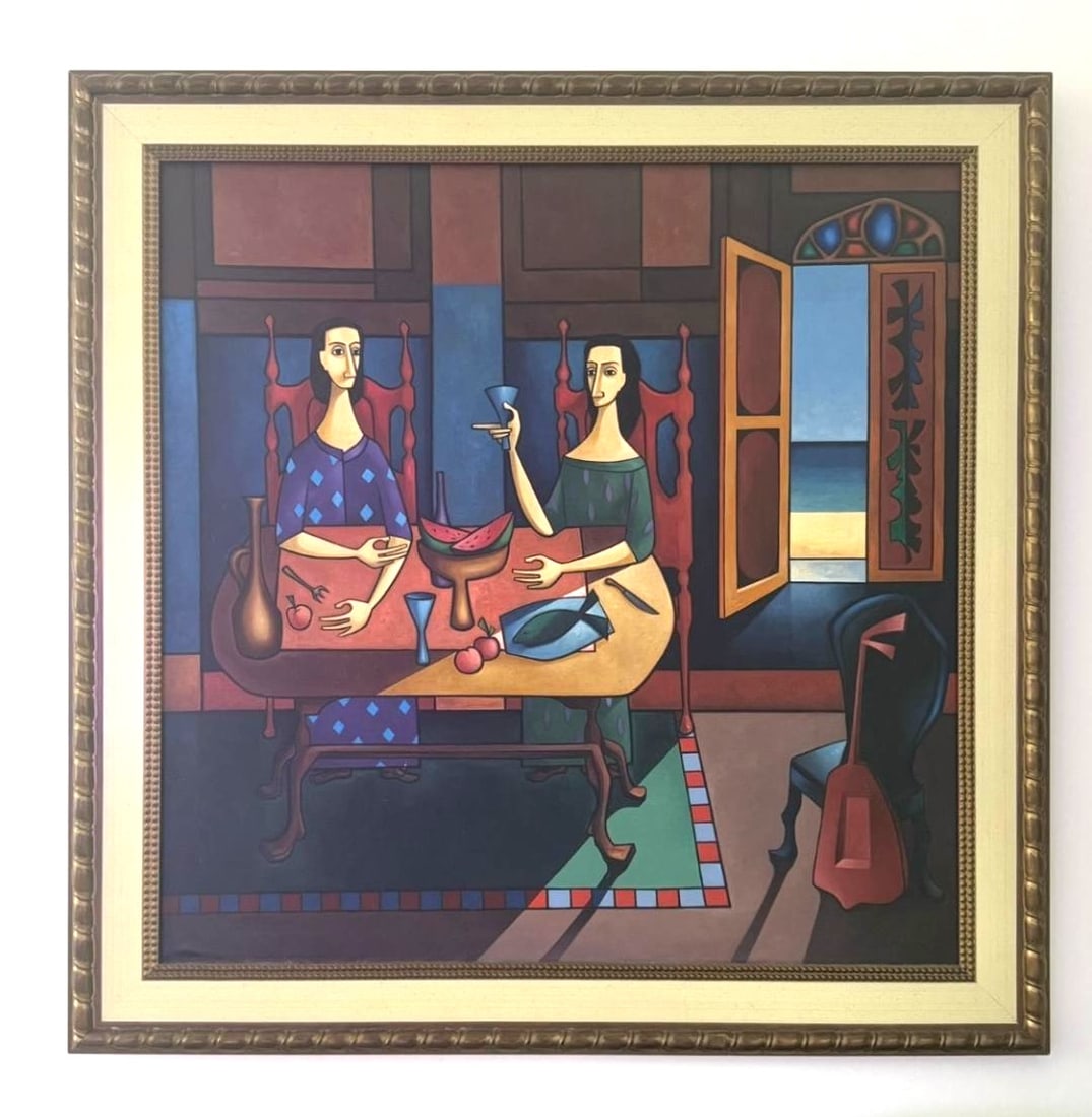 Cundo Bermúdez (Cuban, 1914-2008) was a painter associated with Cuban Modernist movement, and best: Cundo Bermúdez (Cuban, 1914-2008) was a painter associated with Cuban Modernist movement, and best known for his colorful and humorous depictions of everyday life. Born in Havana, he studied painting