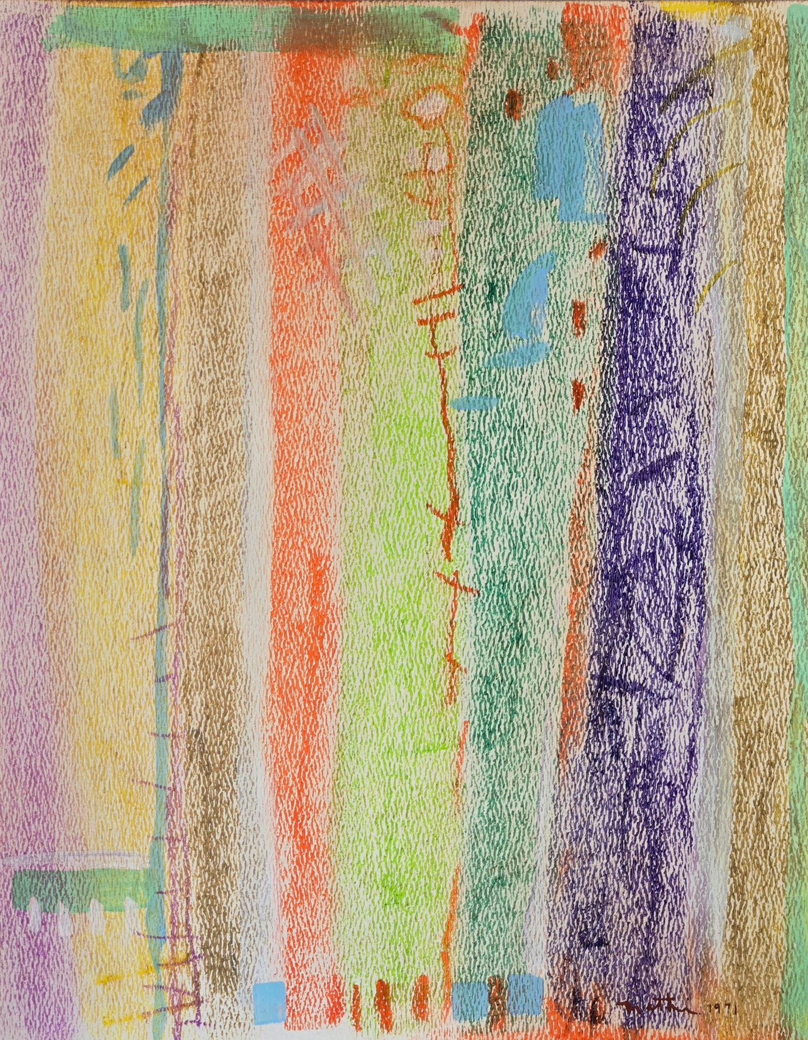 Robert Natkin was an American abstract painter. His large-scale, dynamic paintings were layered with: Robert Natkin was an American abstract painter. His large-scale, dynamic paintings were layered with bright colors and playful, gestural marks.Mixed media on paper. 14”x11”. Frame included