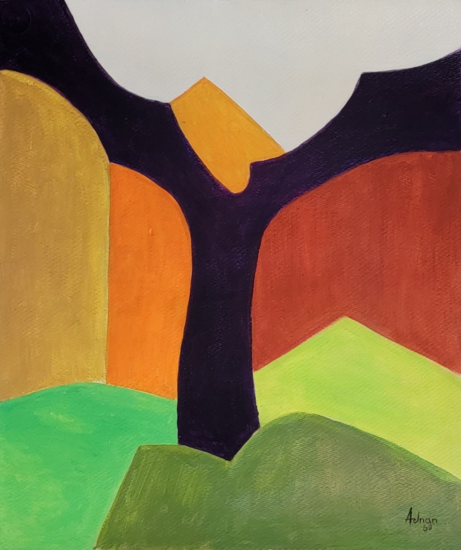 Etel Adnan was a Lebanese-American poet, essayist, and visual artist. In 2003, Adnan was named "argu: Etel Adnan was a Lebanese-American poet, essayist, and visual artist. In 2003, Adnan was named "arguably the most celebrated and accomplished Arab American author writing today" by the academic journa