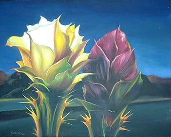 Ed Mell was an American painter from Phoenix, Arizona. He specialized in depictions of landscapes of