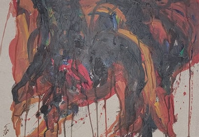 Kazuo Shiraga, a Japanese artist, created abstract paintings using his feet and explored themes of