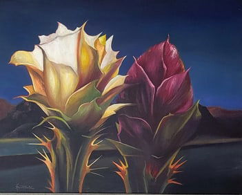 Ed Mell was an American painter from Phoenix, Arizona. He specialized in depictions of landscapes of