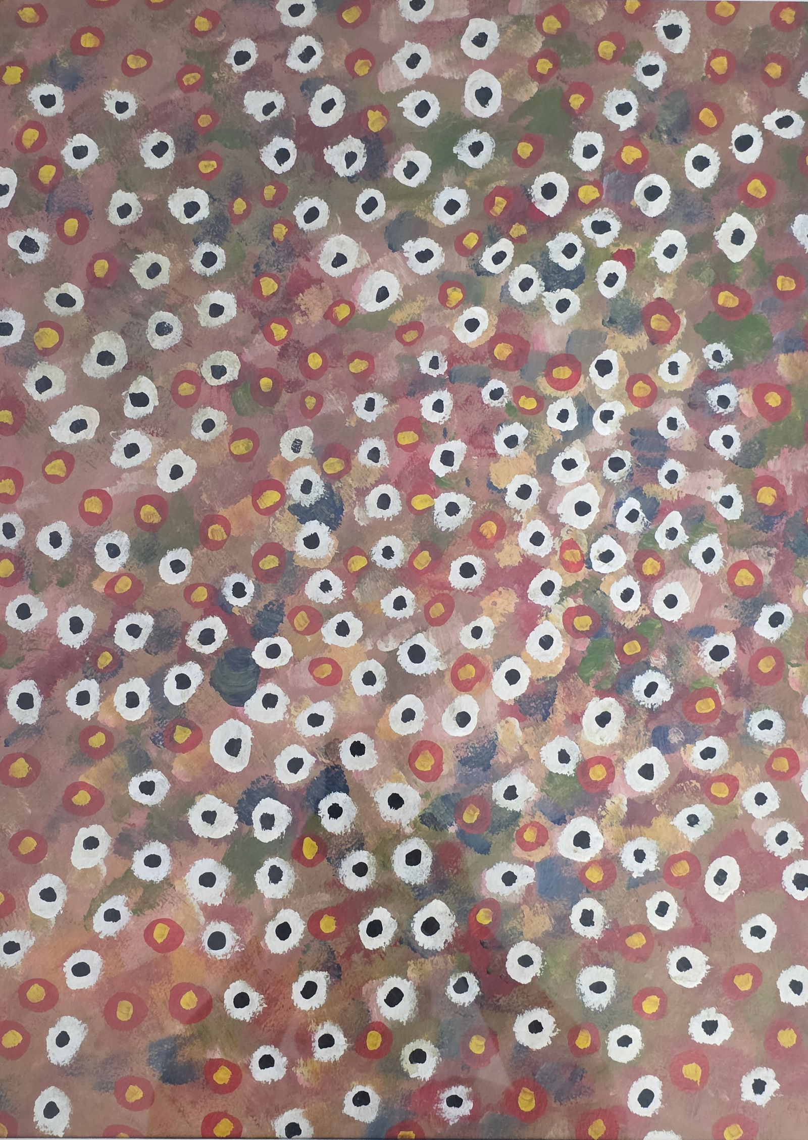 Emily Kane Kngwarreye (1910-1996) was an Australian artist known for her abstract paintings of the: Emily Kane Kngwarreye (1910-1996) was an Australian artist known for her abstract paintings of the Dreaming, using layered brushstrokes,Private Collector,Mix Media on Paper,size:24”h x 18”