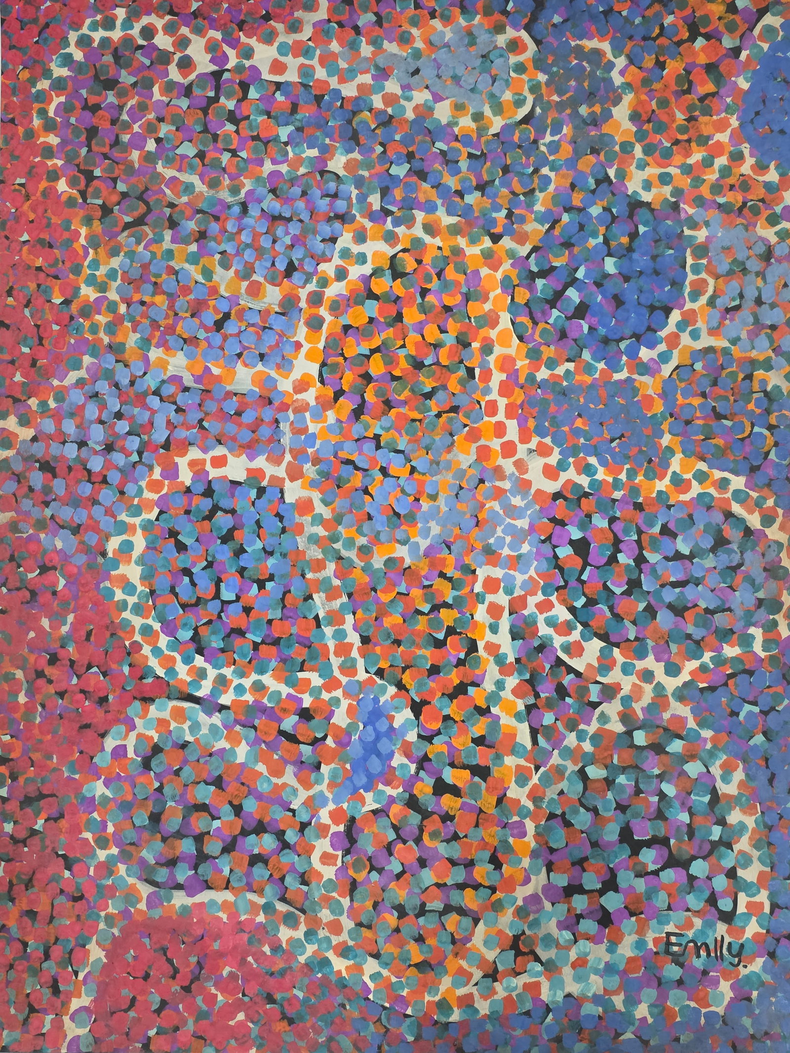 Emily Kane Kngwarreye (1910-1996) was an Australian artist known for her abstract paintings of the: Emily Kane Kngwarreye (1910-1996) was an Australian artist known for her abstract paintings of the Dreaming, using layered brushstrokes,Certificate of Authenticity.Private Collector,Mix Media on Paper