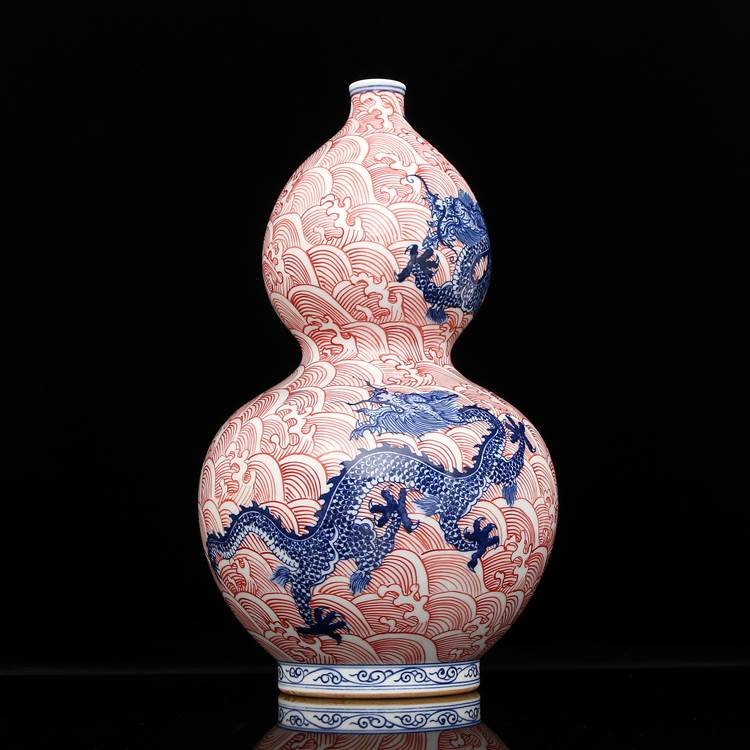 Qing dynasty style Three Dragons Gourd Bottles with Red (1 of 10)