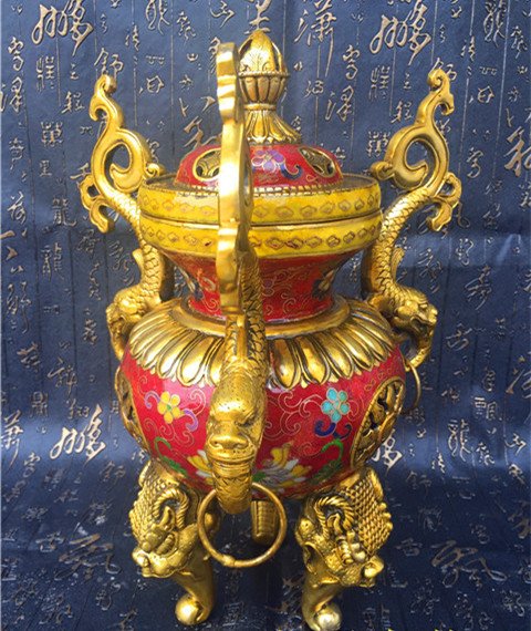 Pure copper filigree gilt cloisonne enamel color incens (1 of 9)