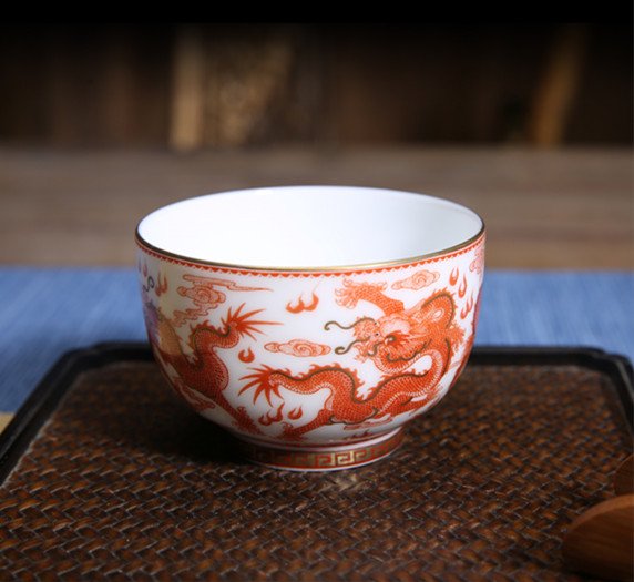 Qing dynasty Qianlong style Alum Red Depicted Gold Five (1 of 8)