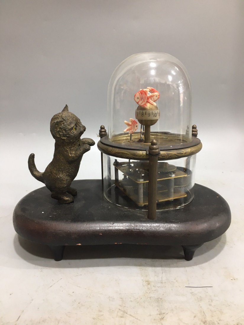Kitten catch fish pure copper clock (1 of 5)