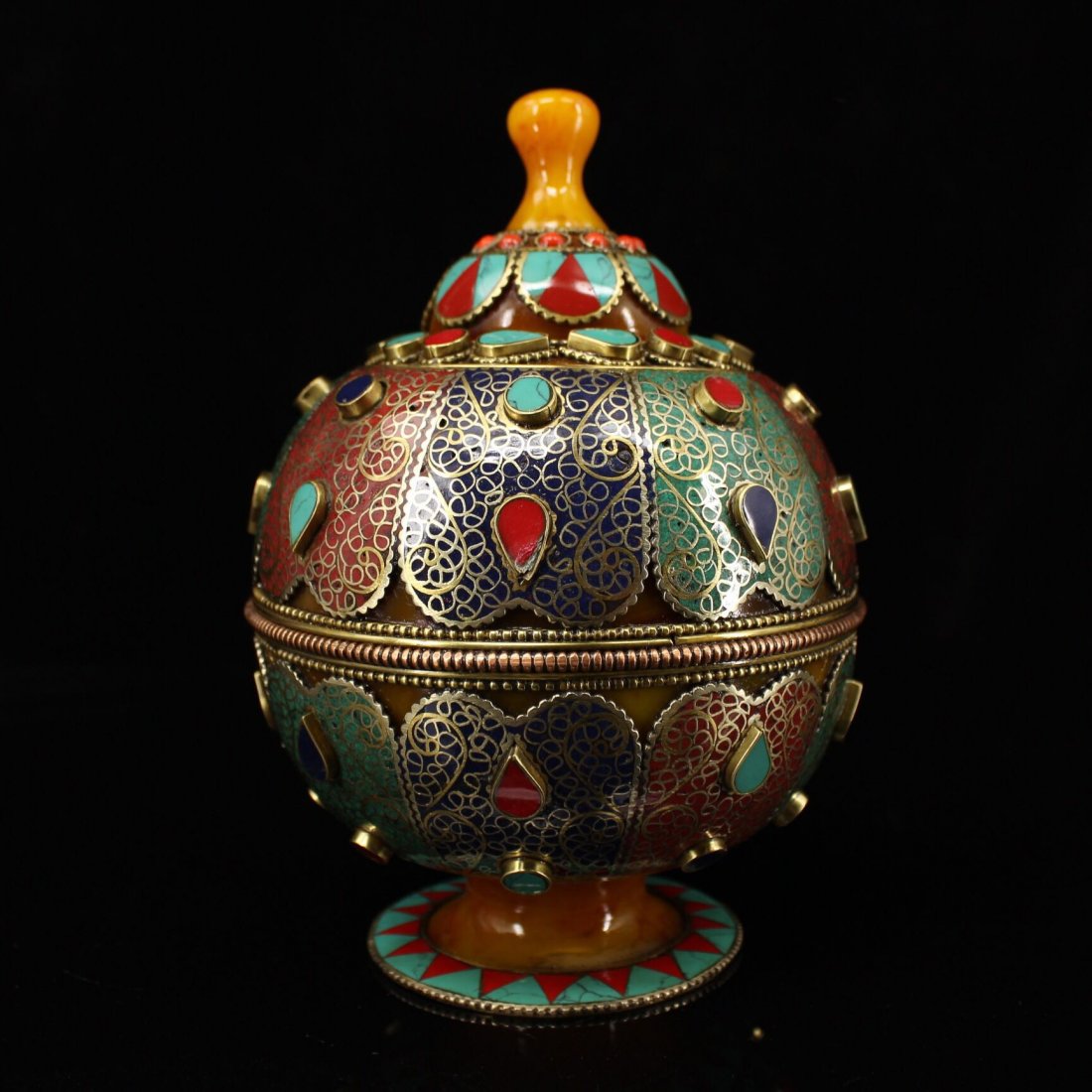 Nepalese hand-made beeswax gemstone reel multi-pot (1 of 9)