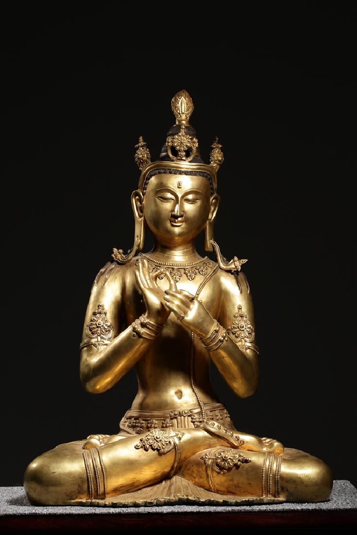 LARGE  GILT BRONZE MANJUSHIRI BUDDHA (1 of 11)