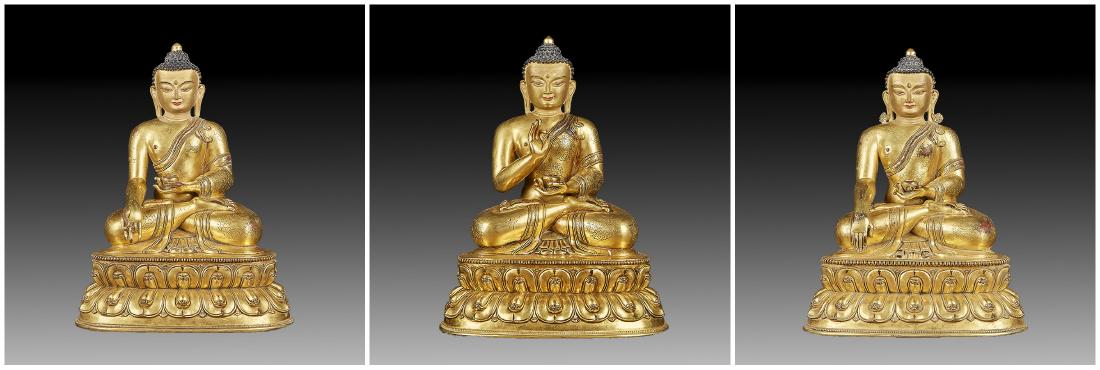 THREE GILT BRONZE BUDDHAS (1 of 20)