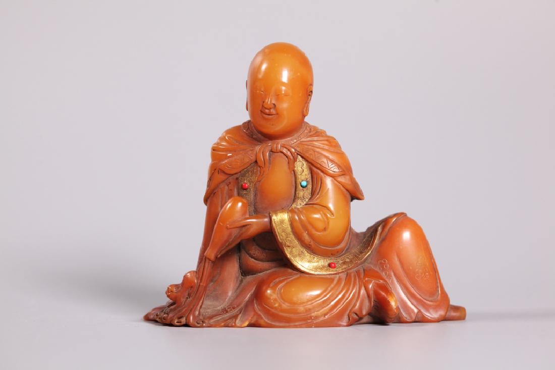 CHINESE SOAPSTONE FIGURE OF LUOHAN (1 of 7)