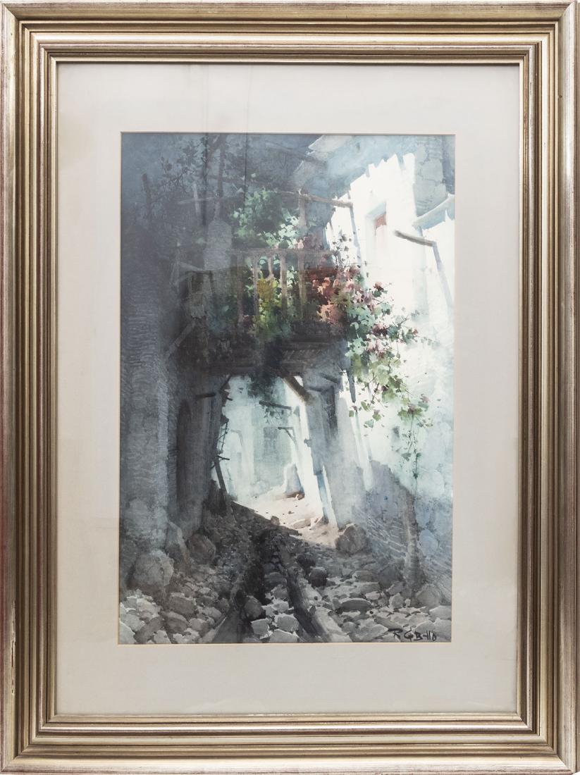 Vista rural: Acuarela sobre papel. Firmada Dimensions: 74x53 cm en paspartú Artist: Rafael García Bonillo (Granada 1931 - 2007)