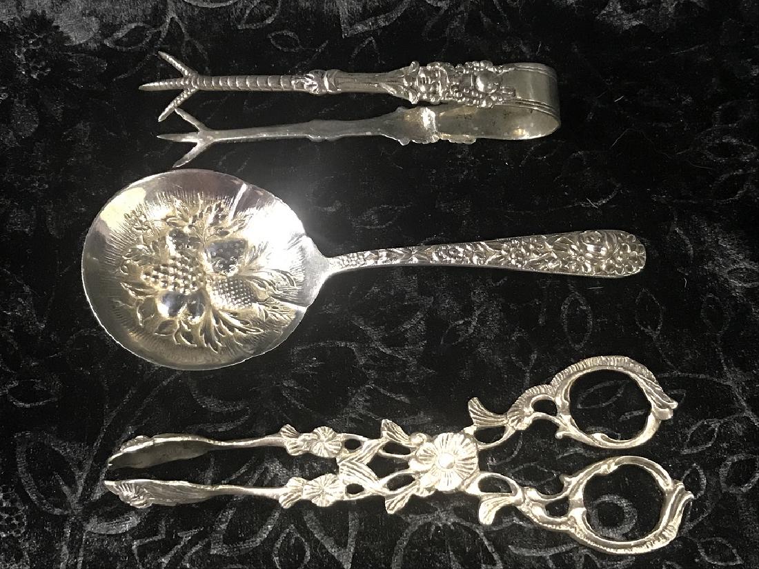 3 Silver Pieces Including Tongs & Berry Spoon (1 of 4)